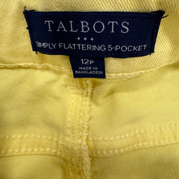 Talbots Simply Flattering 5 Pocket jeans - happy YELLOW color! Size 12P EUC - Picture 6 of 16